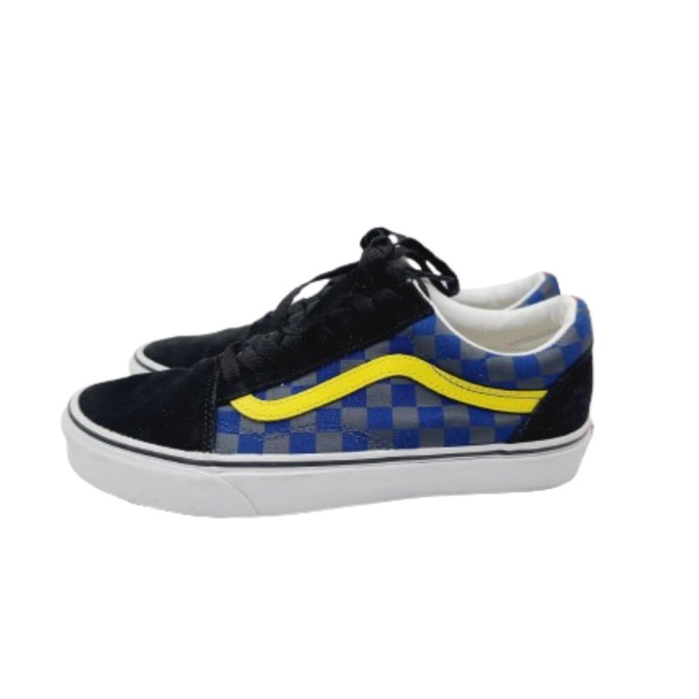 VANS Unisex Adult Blue Red Old Skool Rally Checker Skateboard Shoes Size M7 W8.5